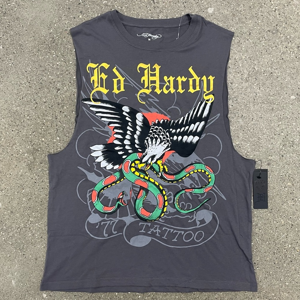 NWT EAGLE SNAKE CUT OFF TEE/TANK Ed Hardy size Medium